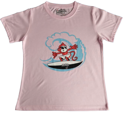 Surfing Electric Monkey Soft Kids Tee Shirt
