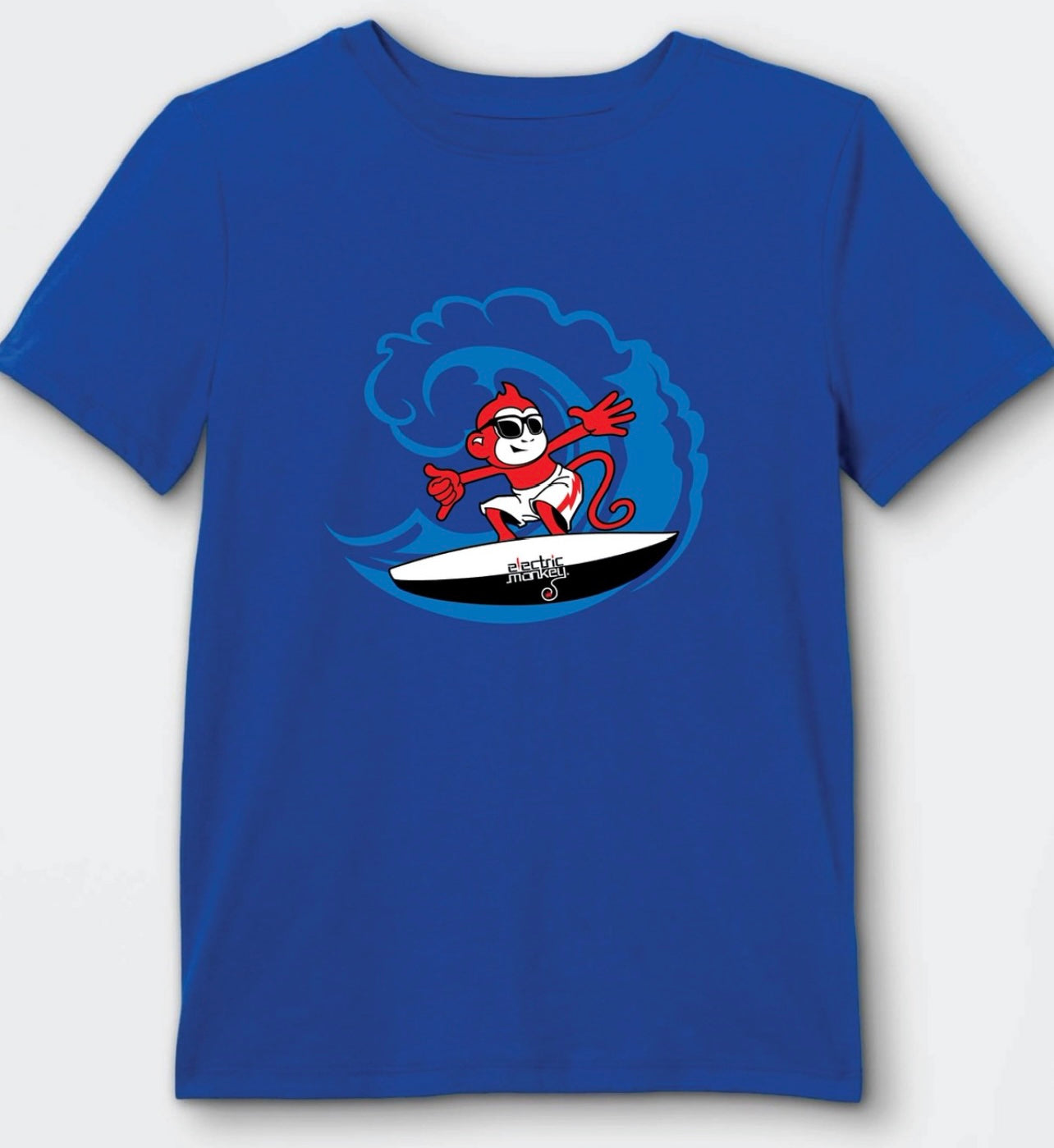 Surfing Electric Monkey Soft Kids Tee Shirt