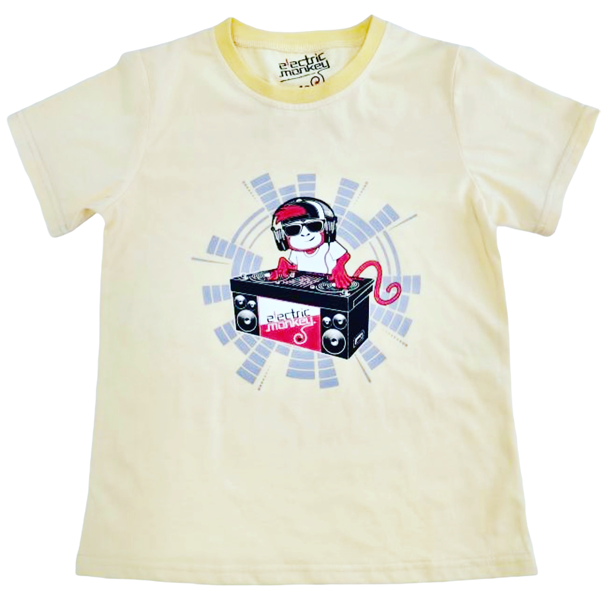 DJ Electric Monkey Soft Kids Tee Shirt- Yellow