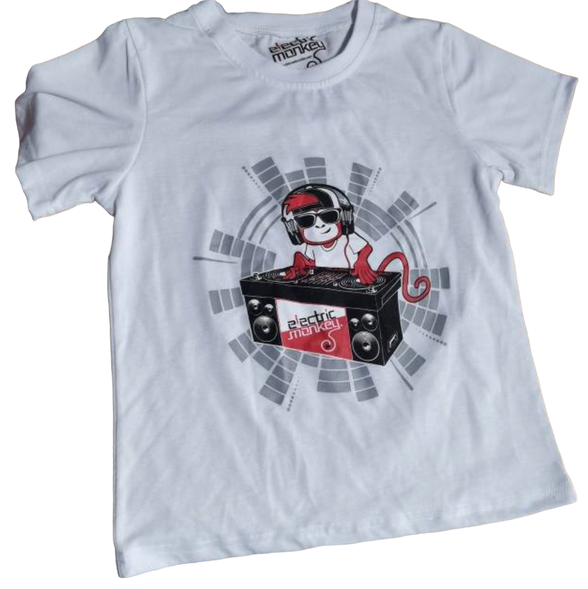 DJ Electric Monkey Soft Kids Tee Shirt- White